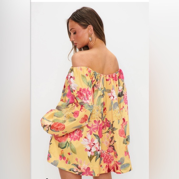 NWT Show Me Your MuMu Brenna Off Shoulder Mini Dress Mimosa Floral Taffeta XXL - Picture 16 of 16